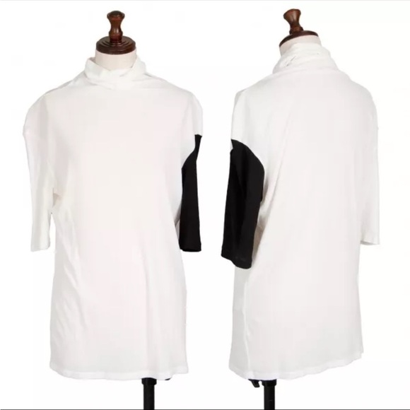 NWT ISSEY MIYAKE Cotton High Neck Color Switching T Shirt Size2 - Picture 3 of 5